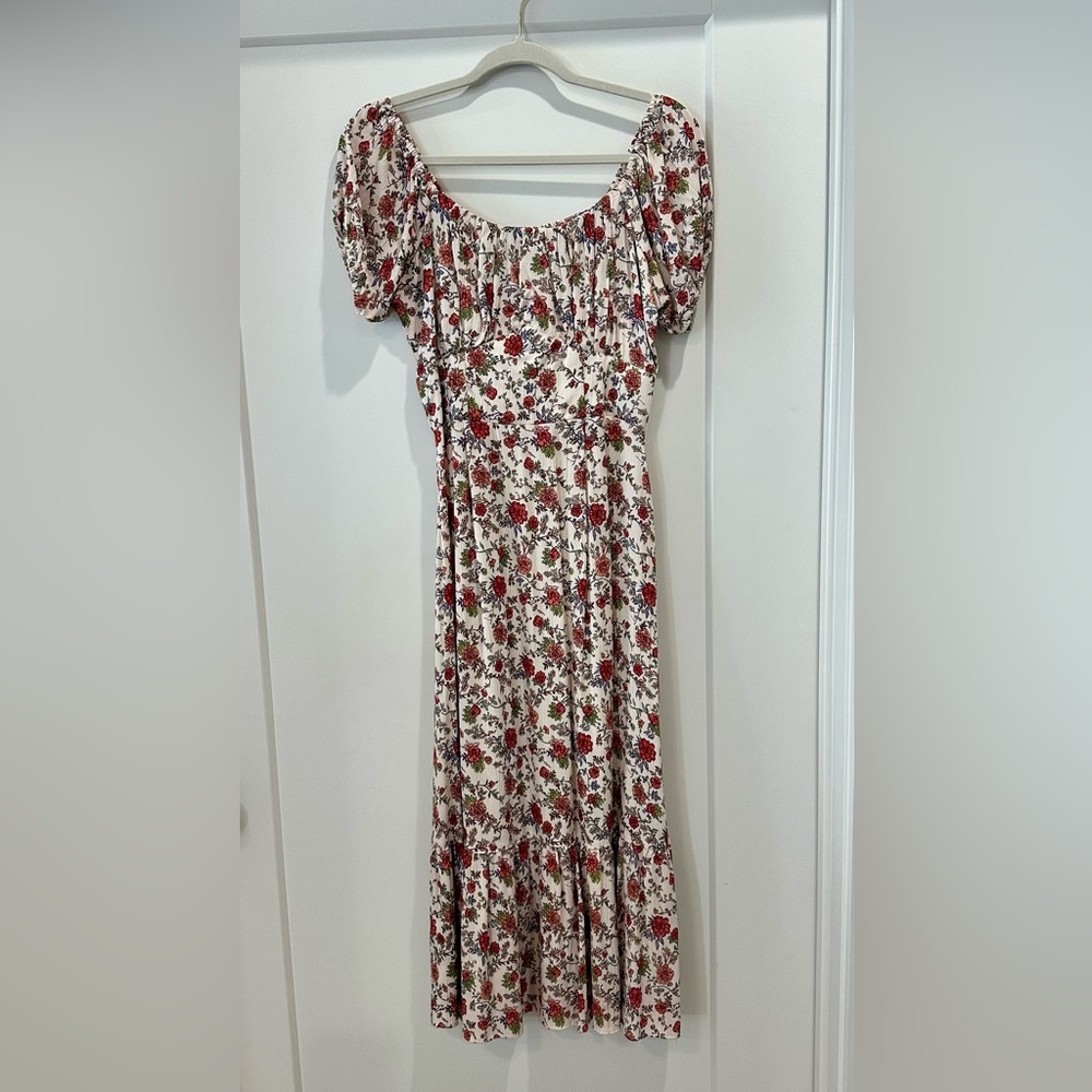 Angie Cream Maxi Dress with Rust Floral Print